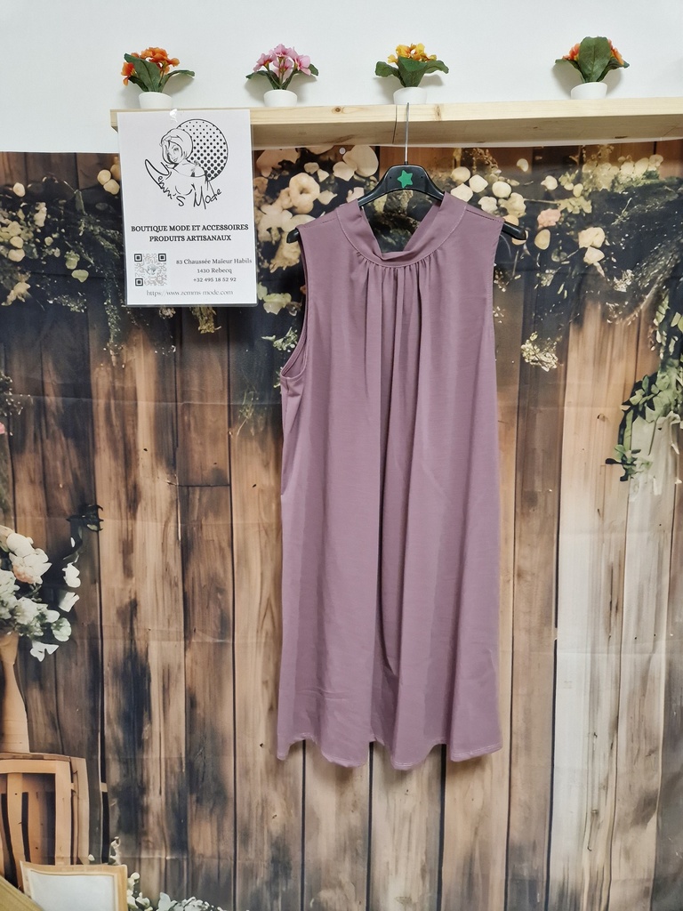 Robe "Lydia" col rond mauve