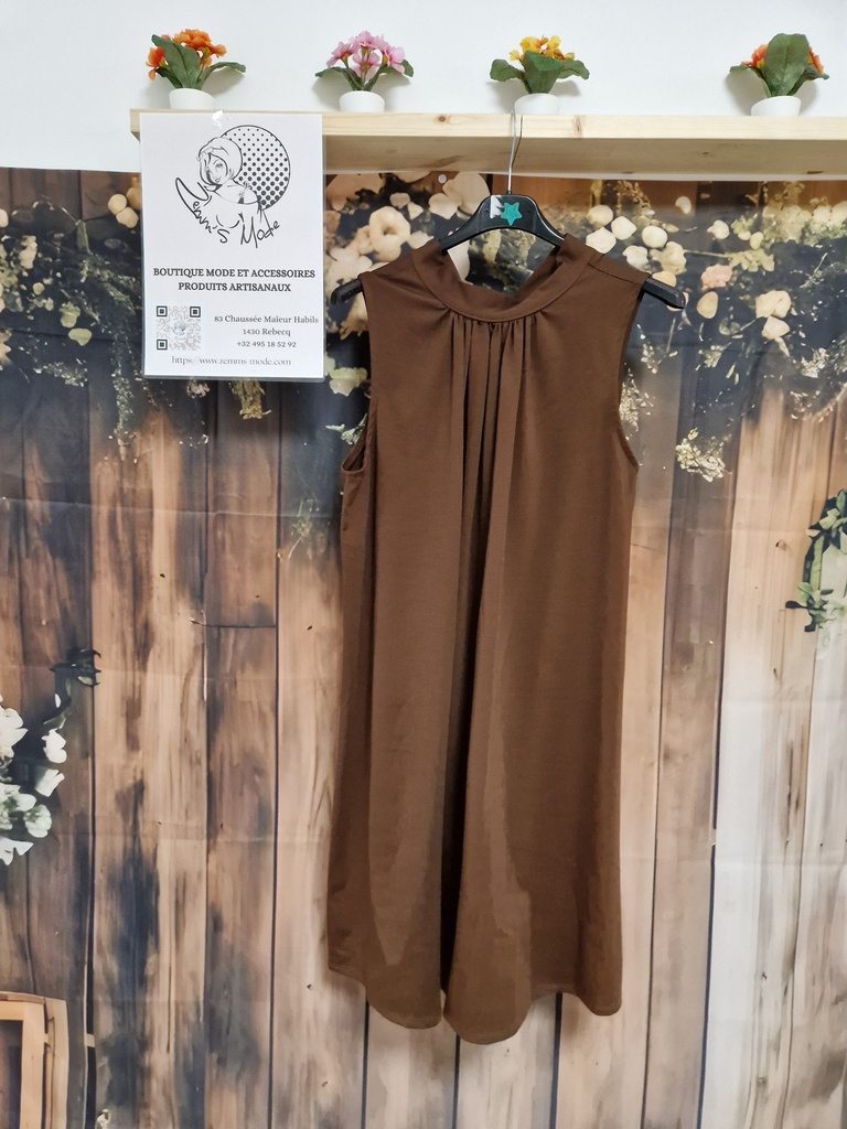 Robe "Lydia" col rond chocolat