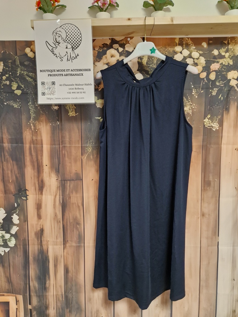 Robe "Lydia" col rond bleue marine