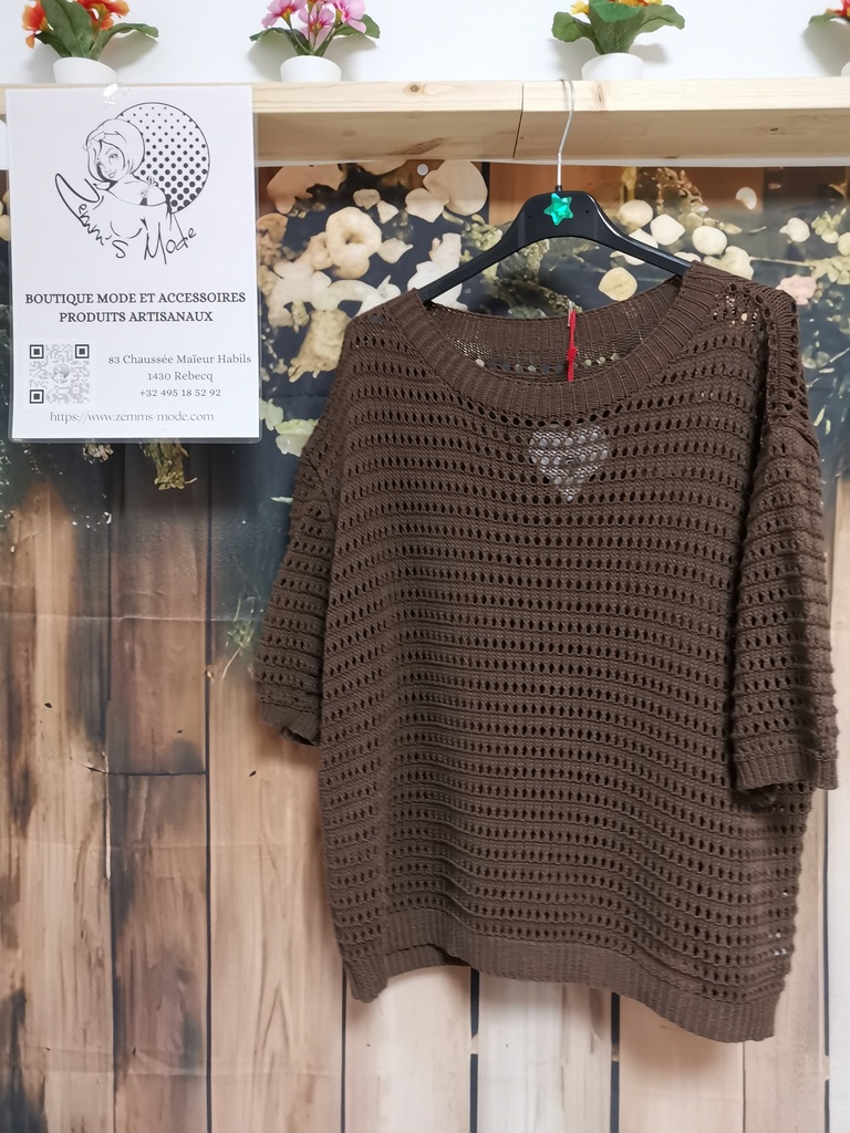 Pull "Adora" treillis chocolat