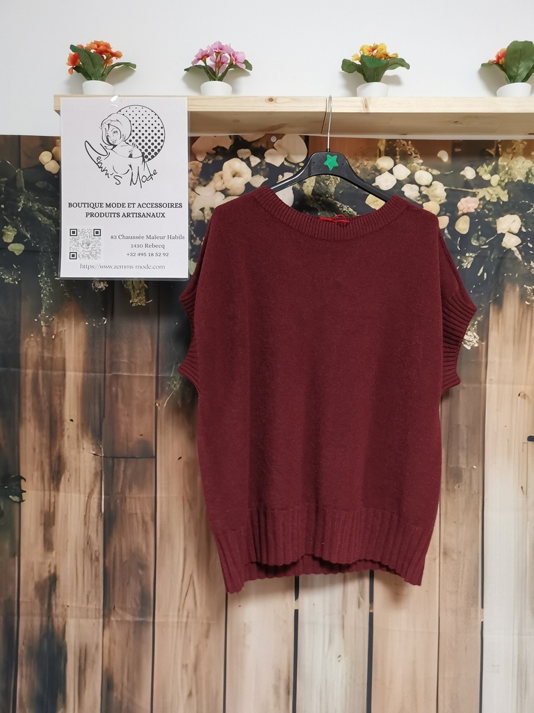 Pull sans manches "Gaïa" bordeaux