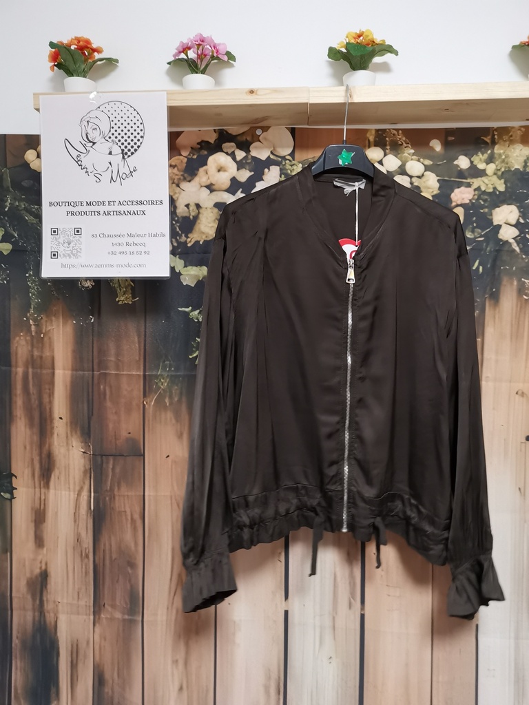 Veste satinée Marie à tirette chocolat