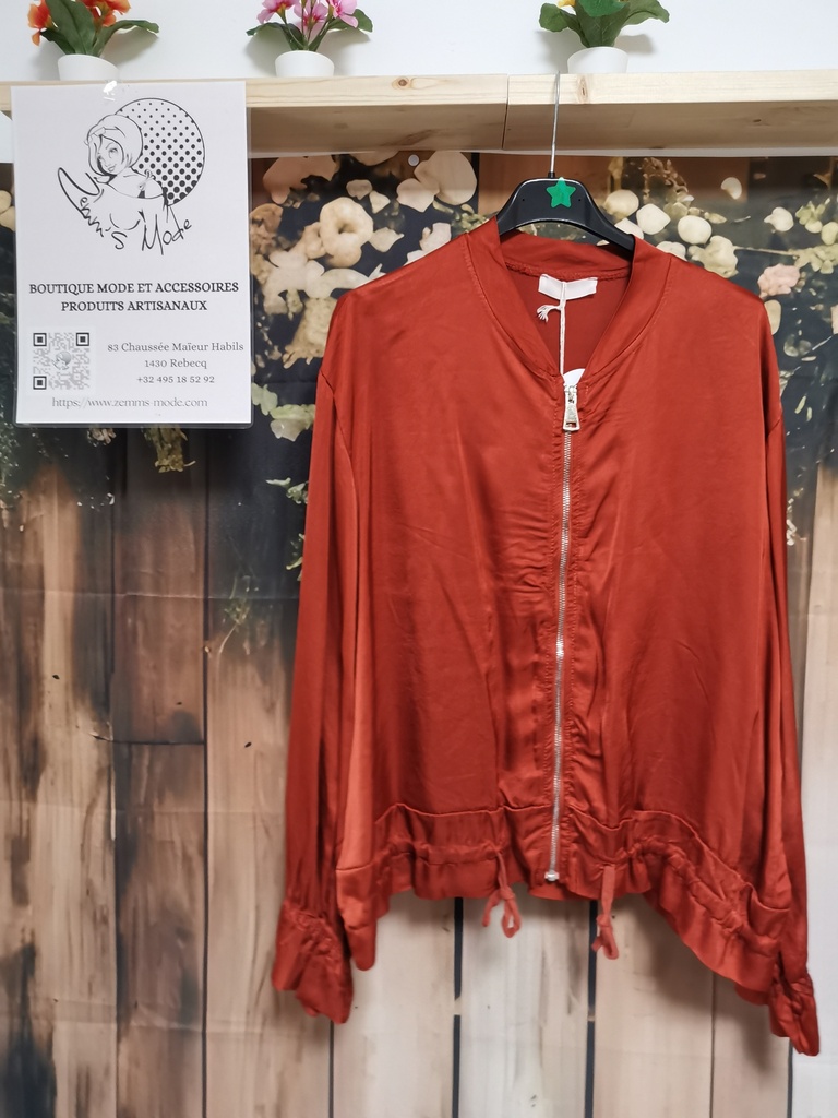 Veste satinée Marie à tirette rouille