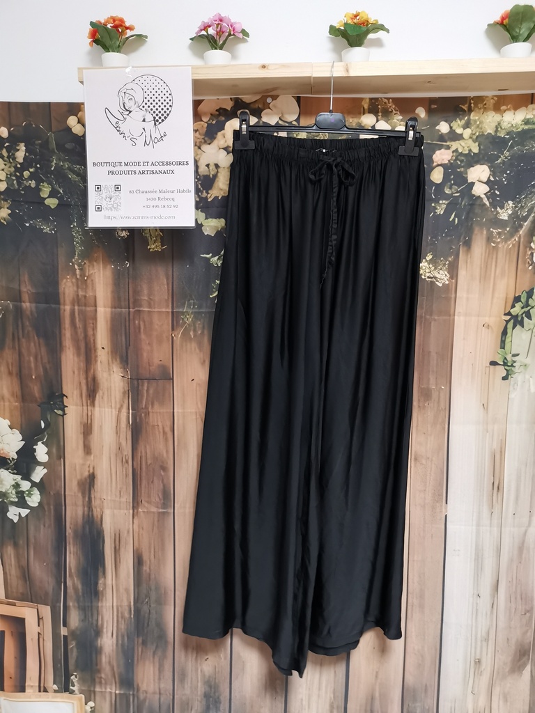 Pantalon satiné Marie fluide noir (Taille jusqu'au 50)