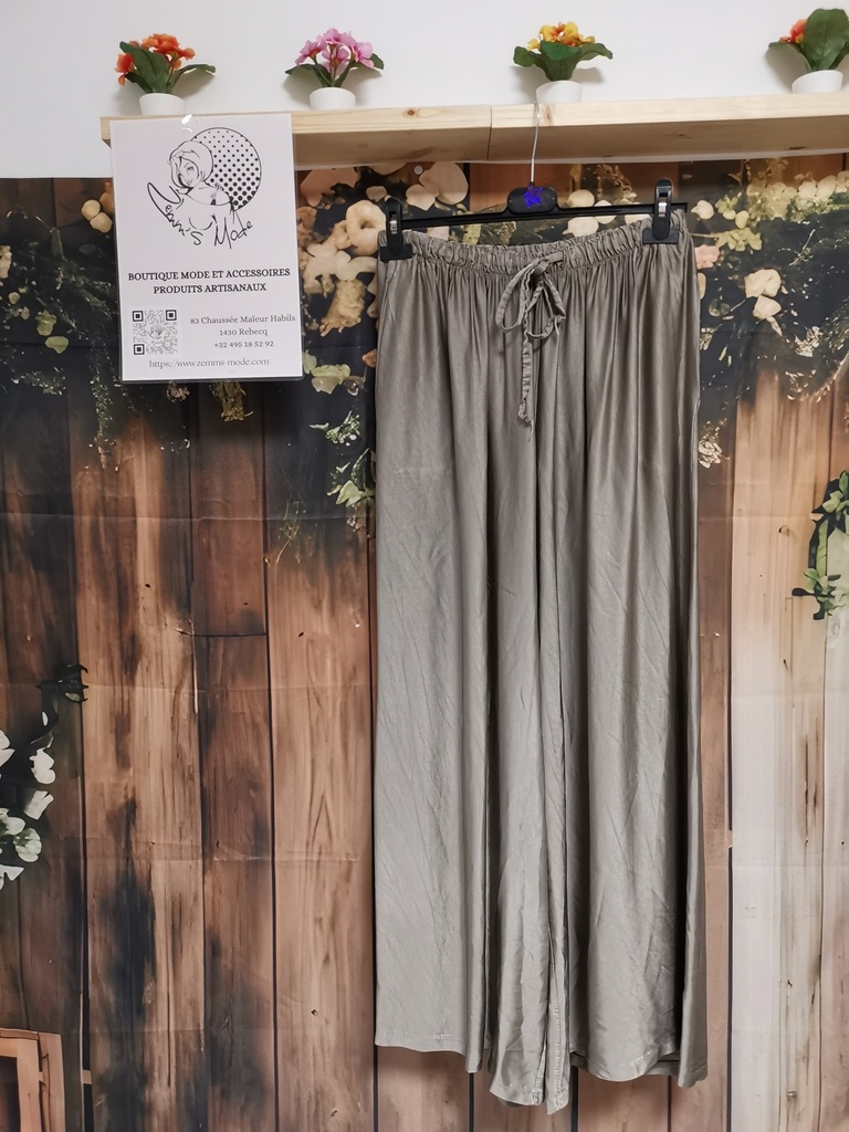 Pantalon satiné Marie fluide taupe (Taille jusqu'au 50) 