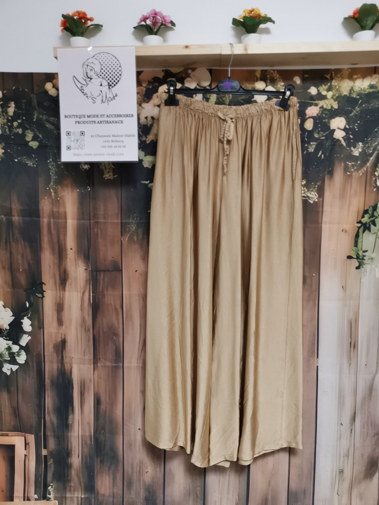 Pantalon satiné Marie fluide camel (Taille jusqu'au 50)  