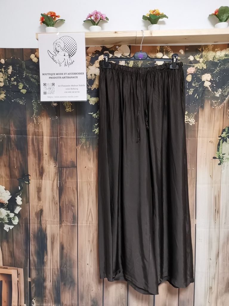Pantalon satiné Marie fluide chocolat (Taille jusqu'au 50) 