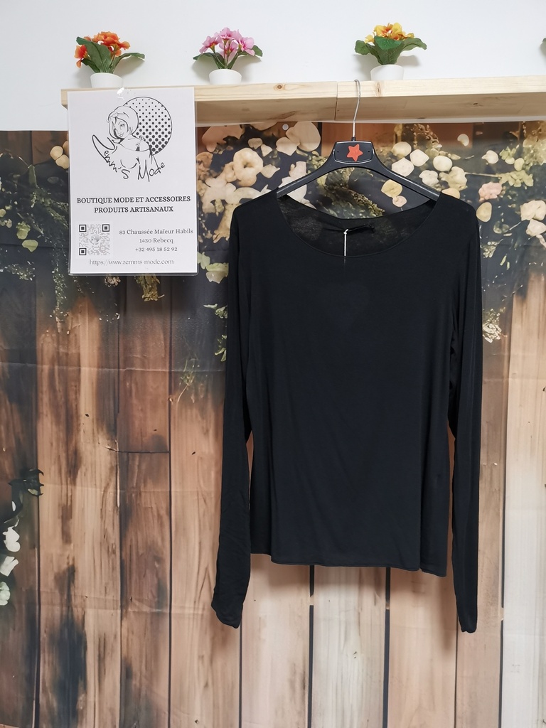 Blouse basic "Bertie" longues manches noire