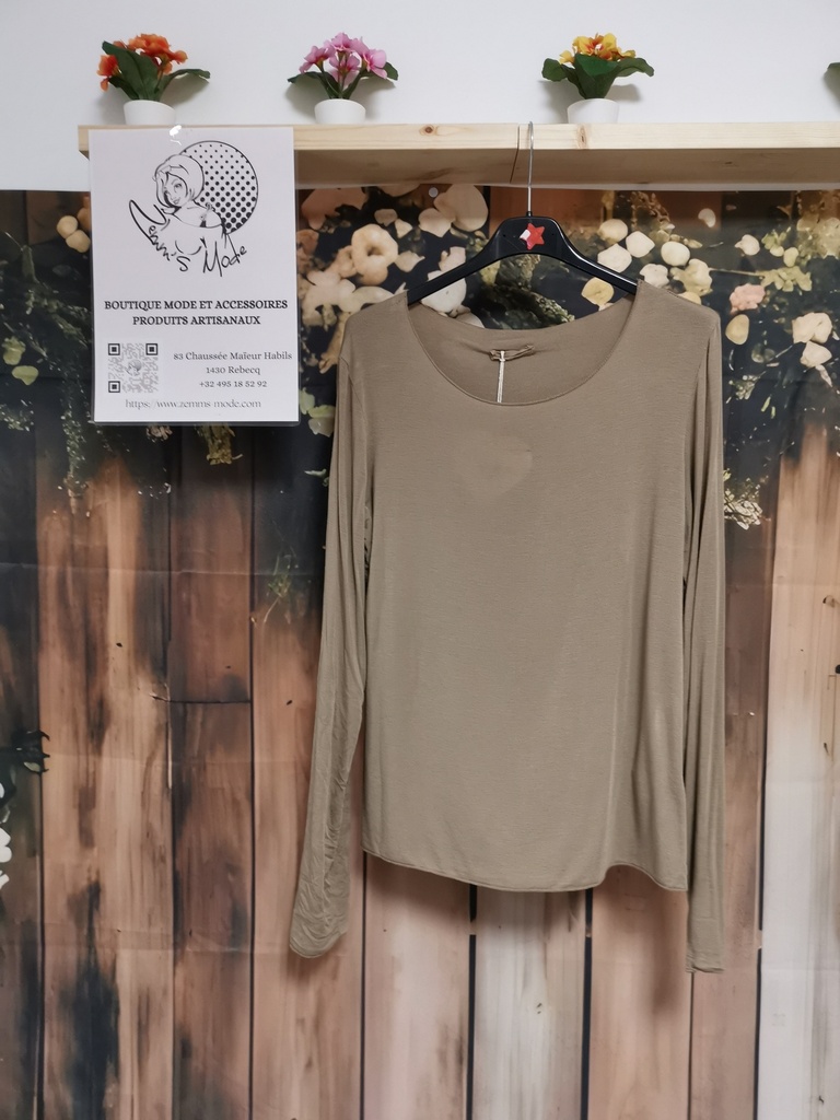 Blouse basic "Bertie" longues manches taupe