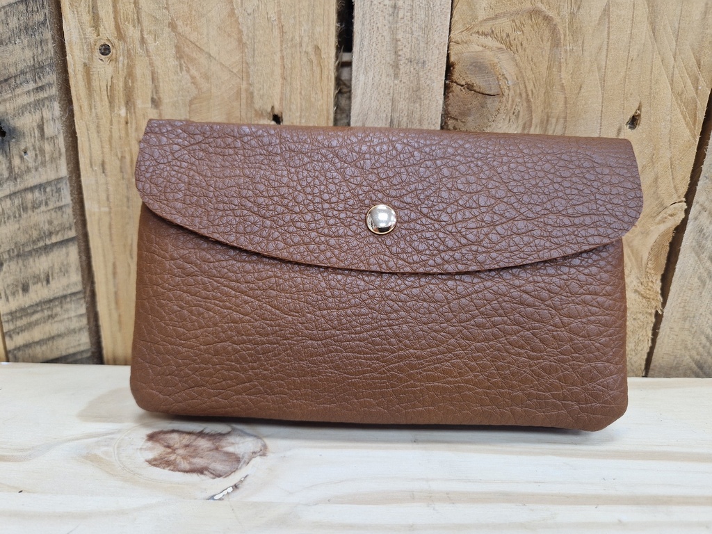 Pochette double ouverture "Dalhia" brune
