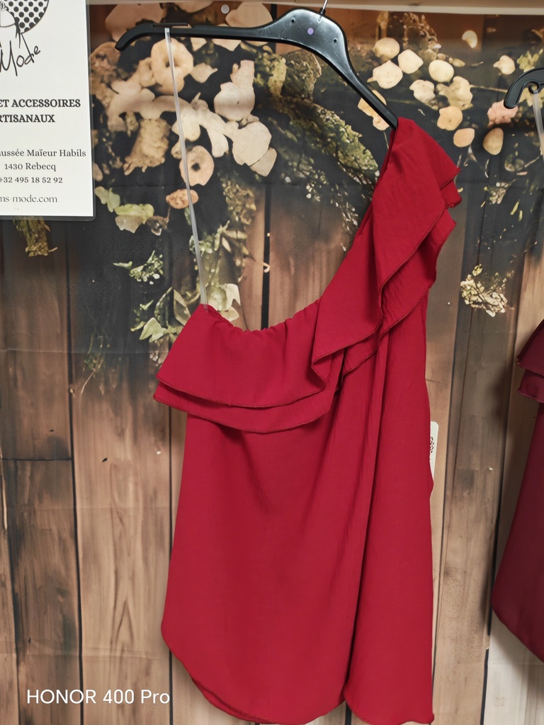 Blouse épaule dénudée "Maeva" rouge (TU max. 50)