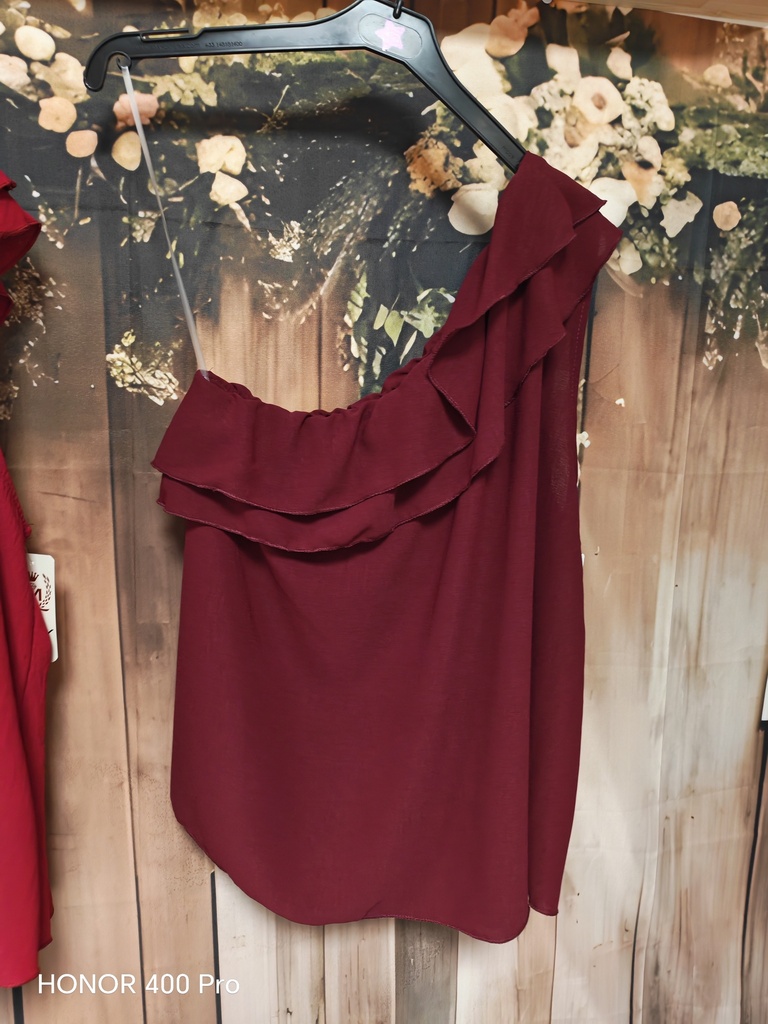Blouse épaule dénudée "Maeva" bordeaux (TU max. 50)