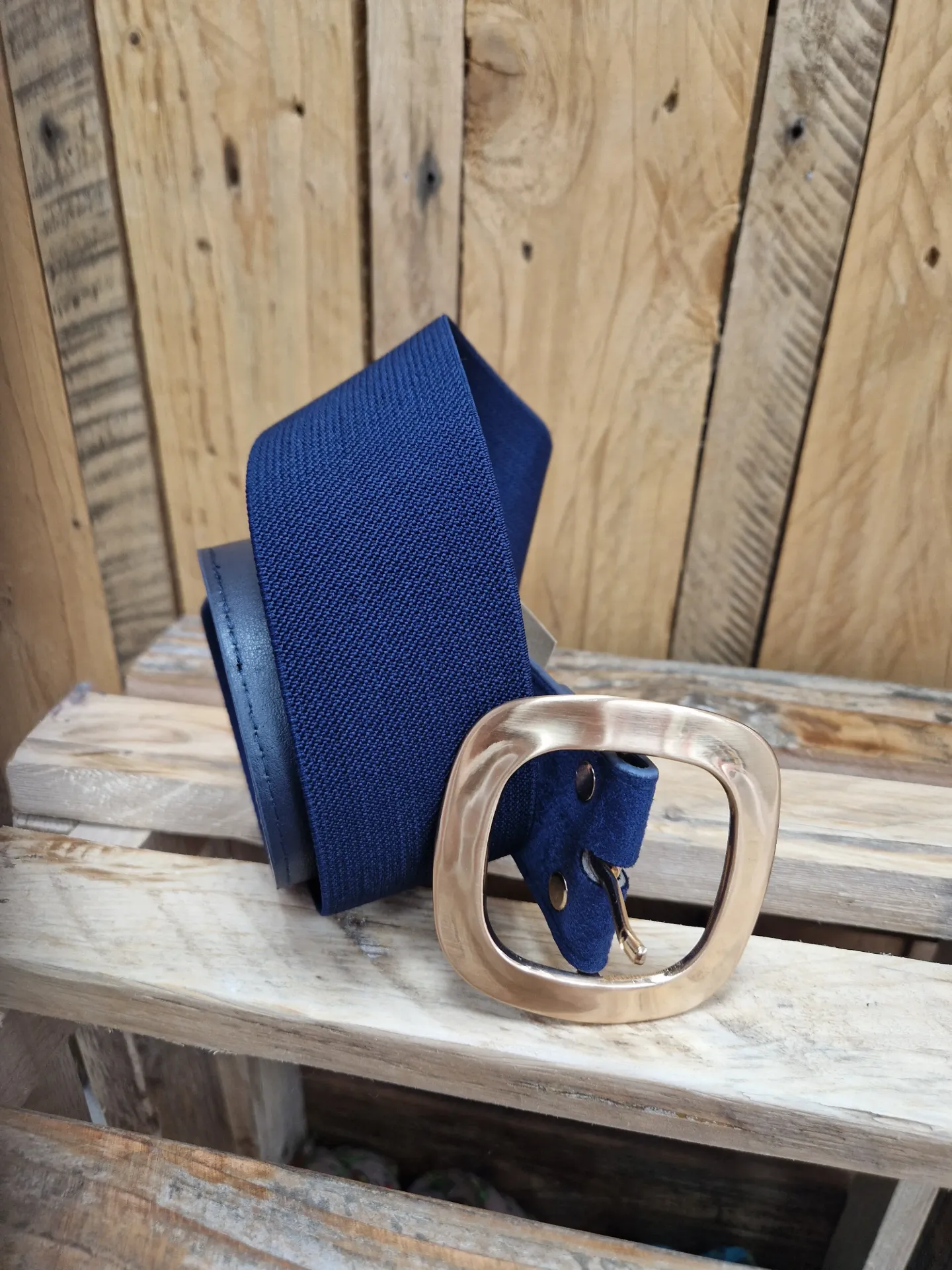 Ceinture bord effet daim marine