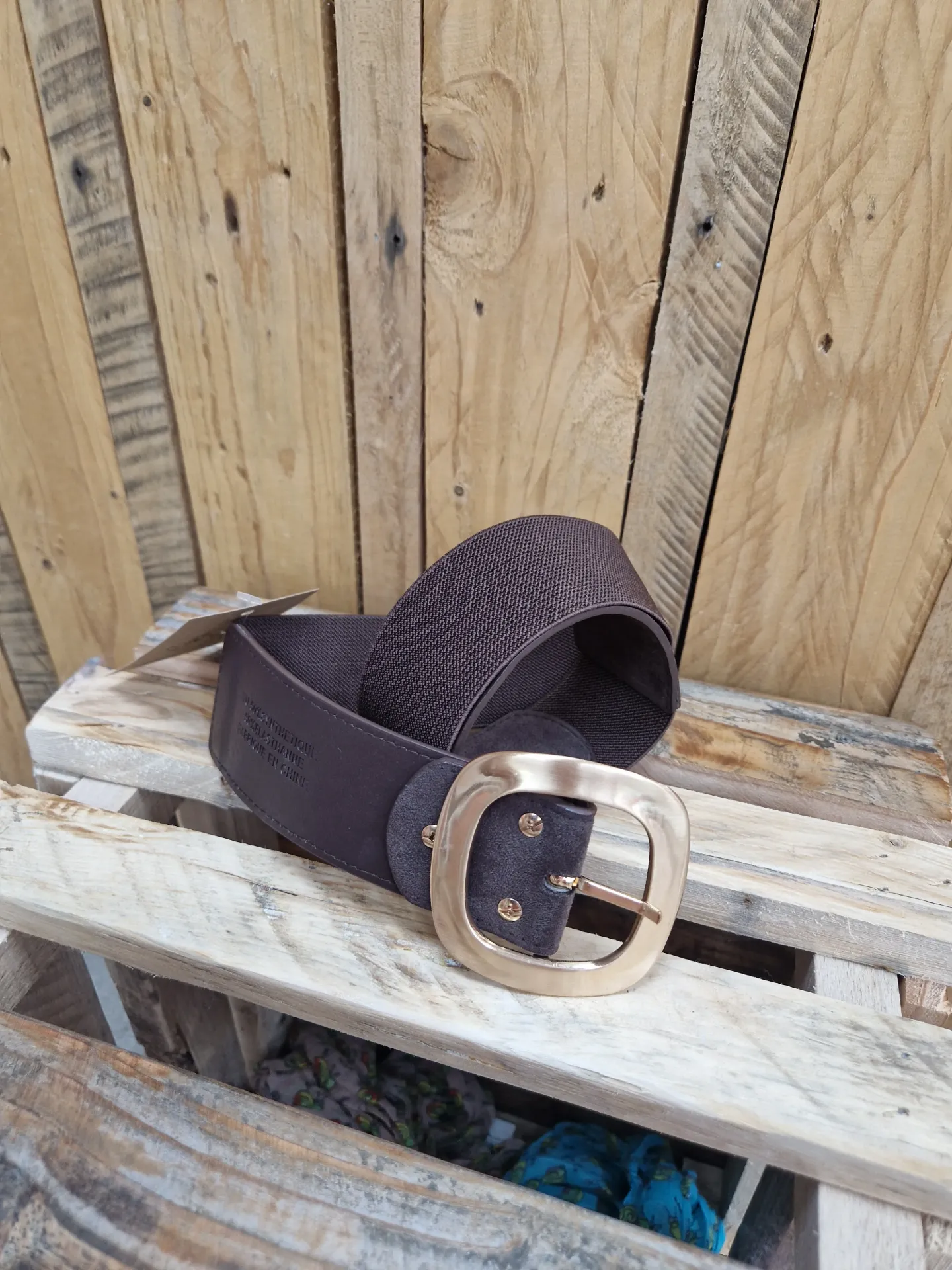 Ceinture bord effet daim chocolat