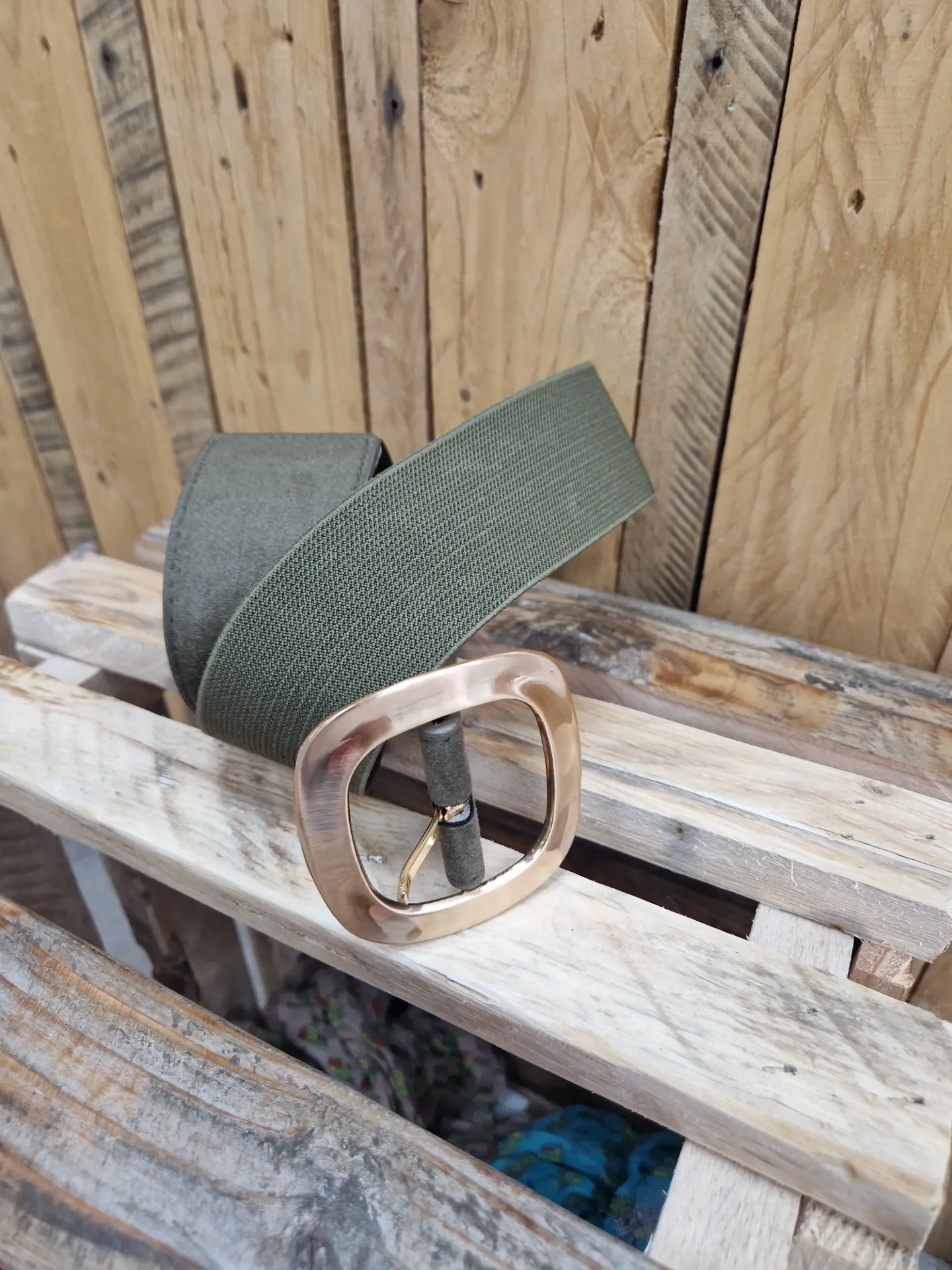 Ceinture bord effet daim kaki