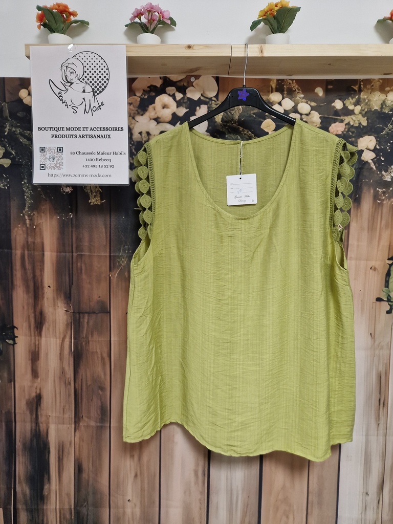 Blouse "Canelle" vert anis (TU 42 à 48)