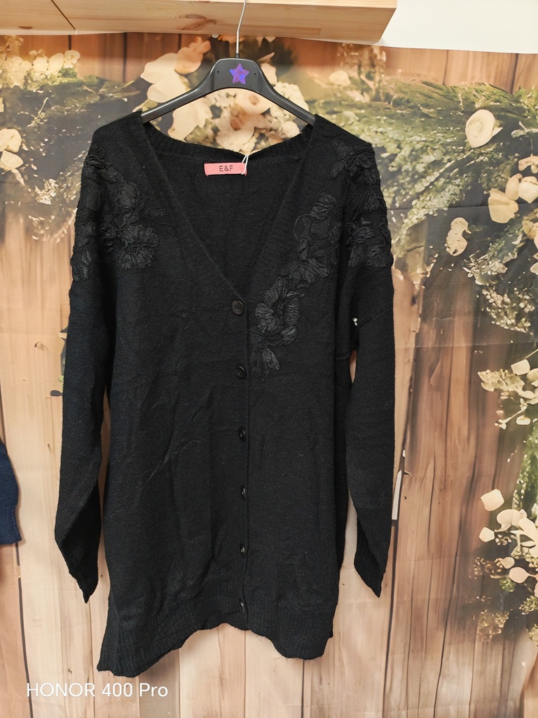 Gilet dentelle fleurie noir (TU 46-52)