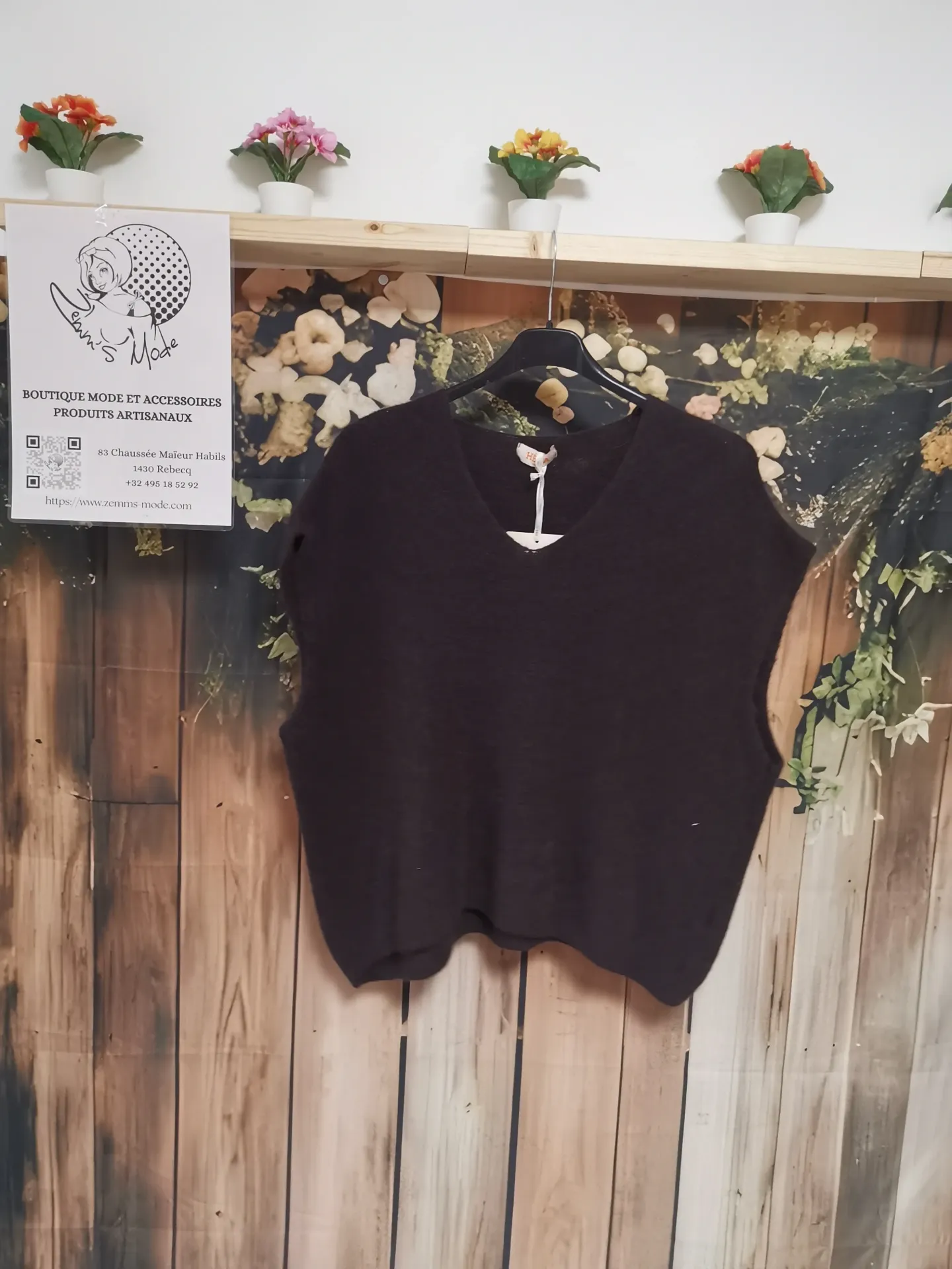 Pull sans manches "Zara" chocolat (TU 36 à 52)