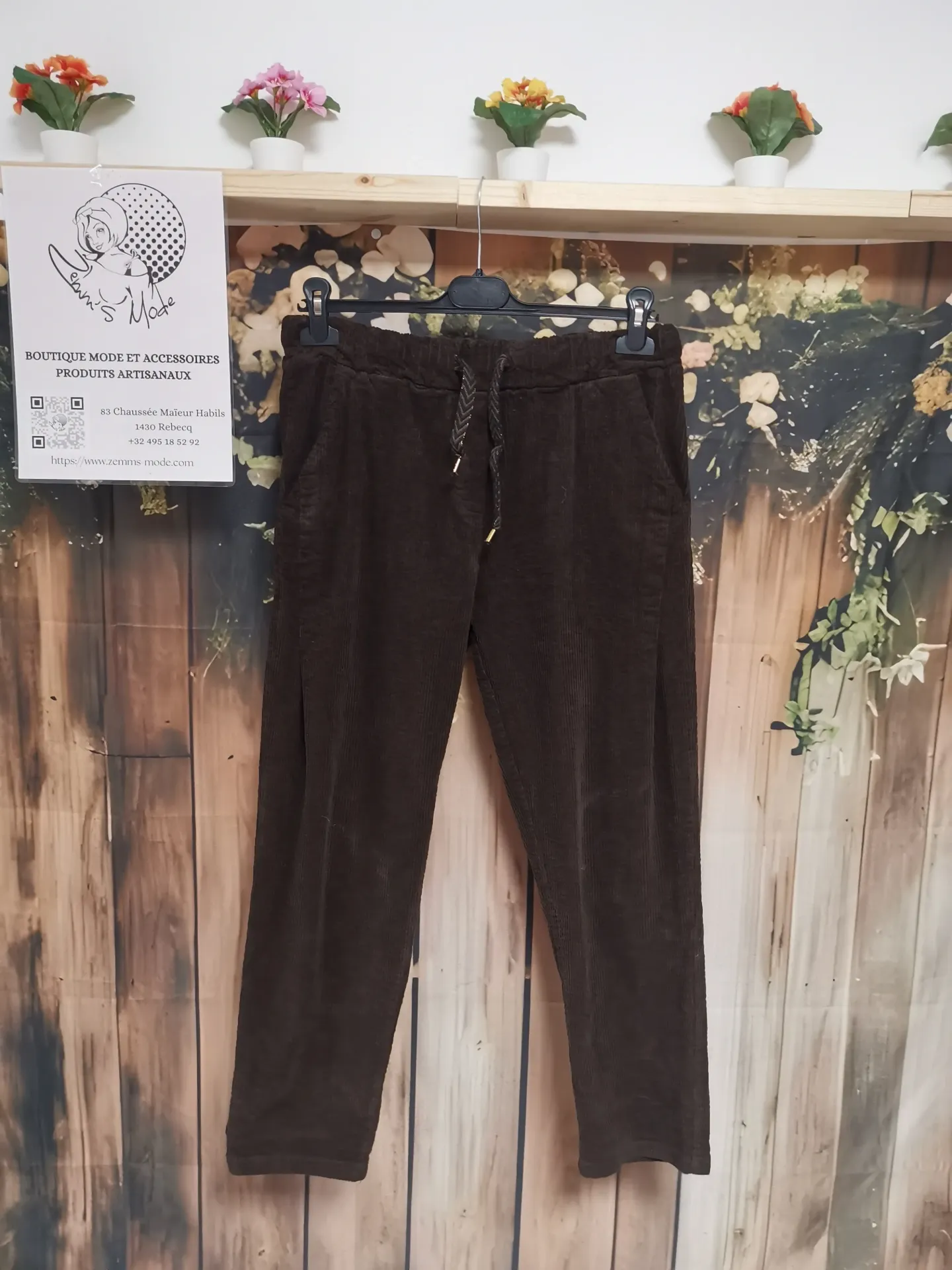 Pantalon "Cotia" +ceinture chocolat (TU 38 à 46)