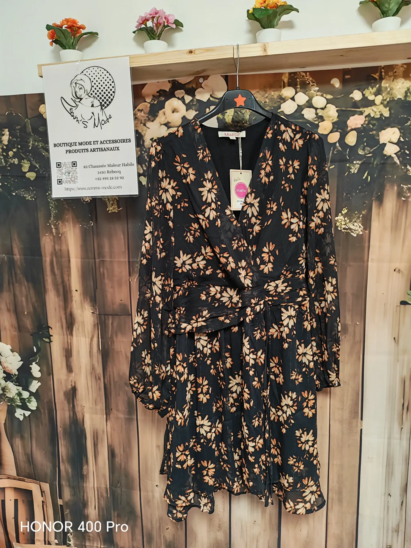 Robe courte voile doublé "Pétalia" (L)