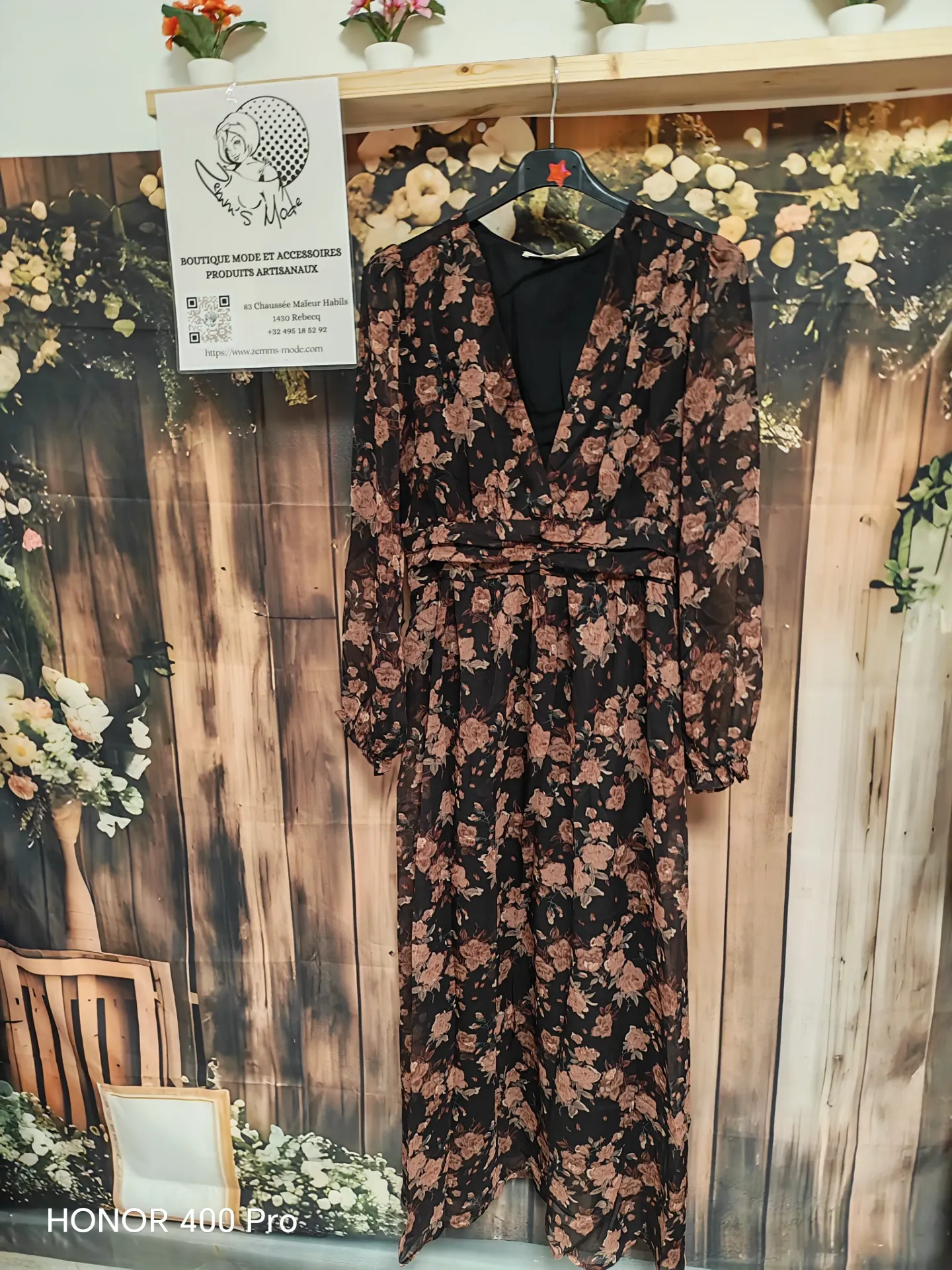 Robe longue "Rosalia" manches voiles (L)