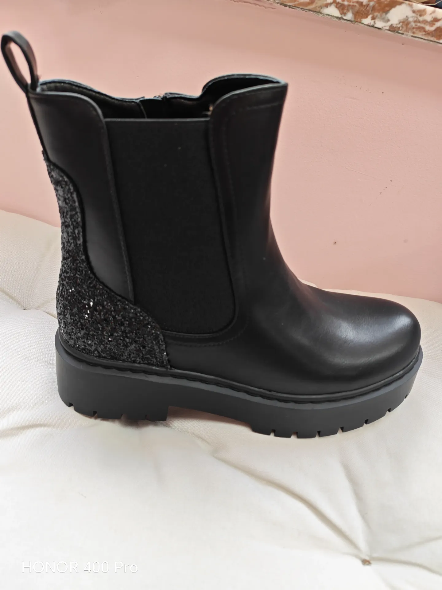 Bottines "Marion" noires talons pailletés (36)