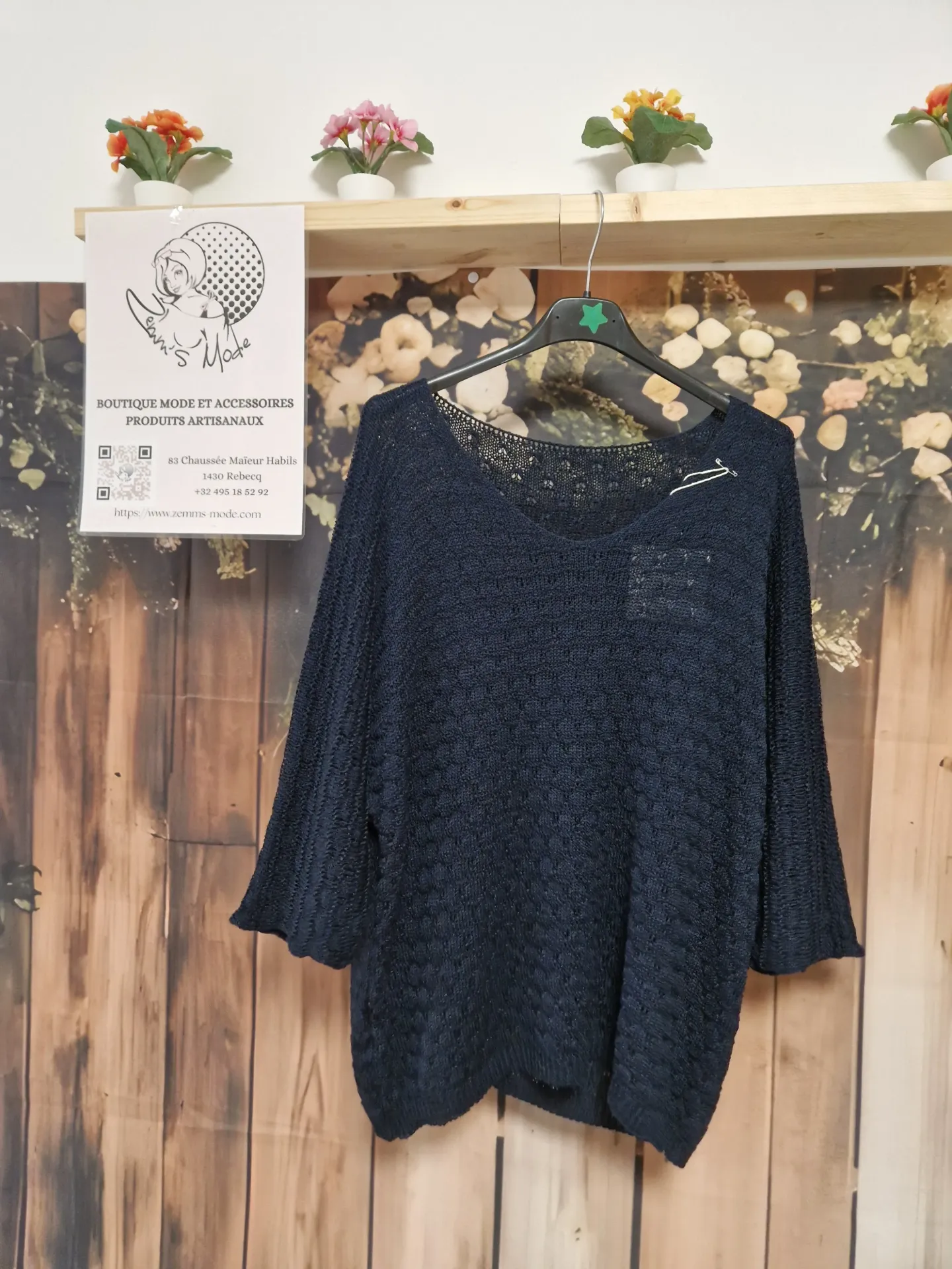 Pull ajouré rond Marine