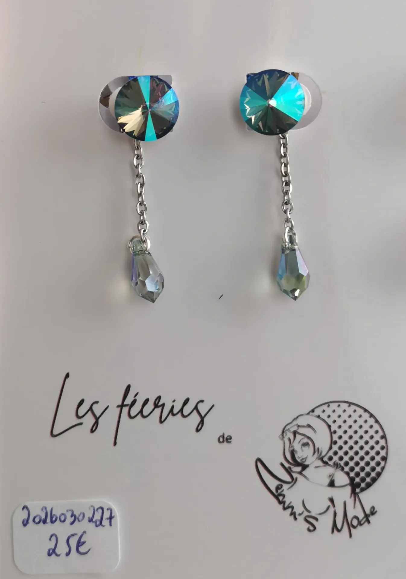 Clous d'oreilles argentés et gouttes Paradise Shine