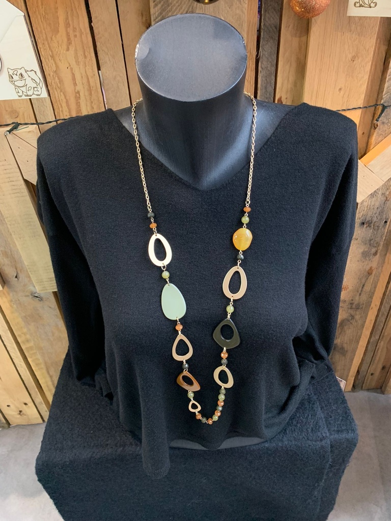 collier long tons kaki/brun/moutarde