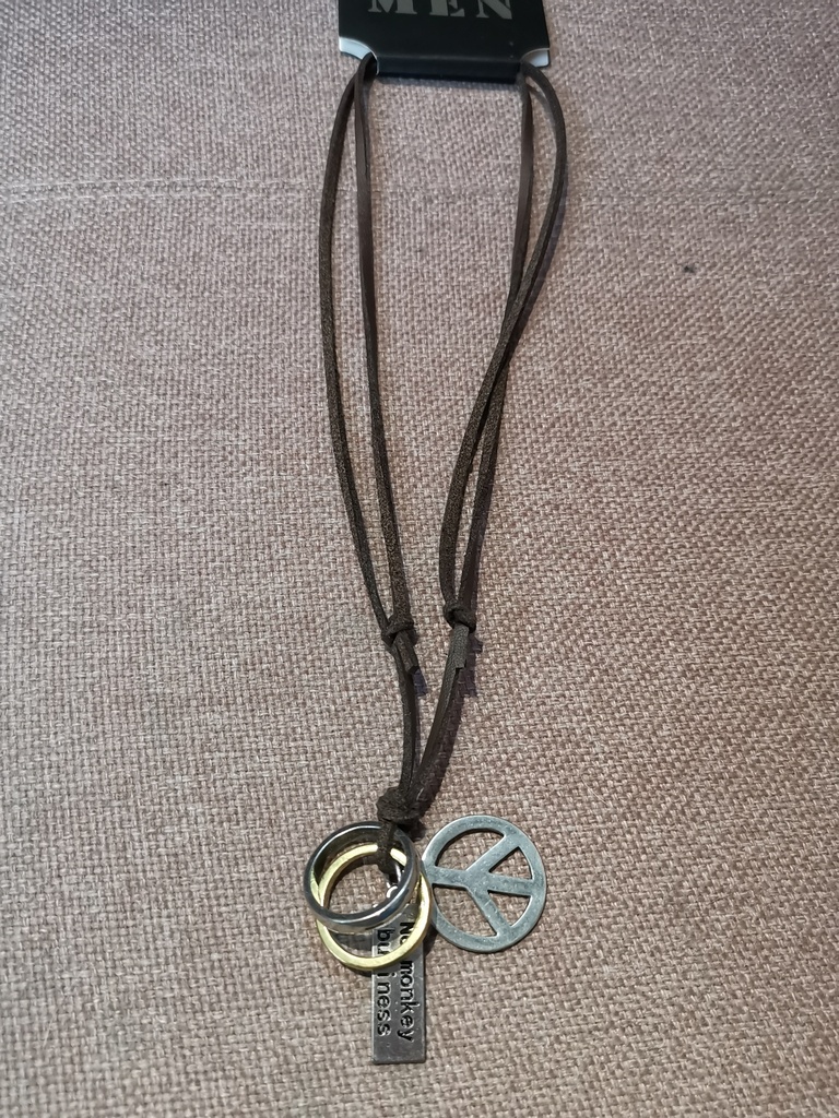 collier en cuir homme (peace brun)