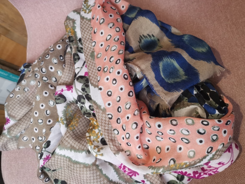 foulard corail/brun multi