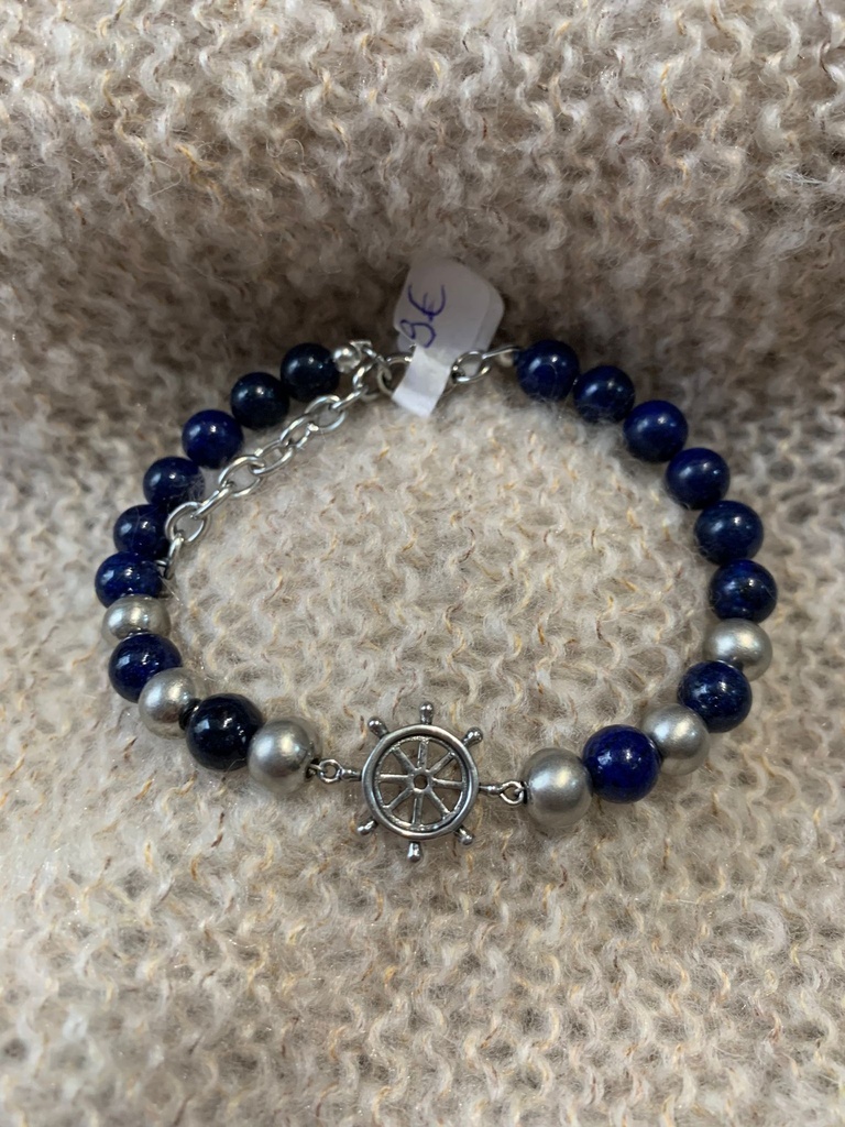 bracelets en pierres bleues et argent homme