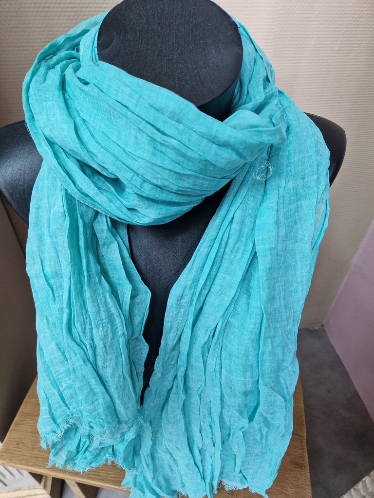 foulard uni "tresse" vert eau