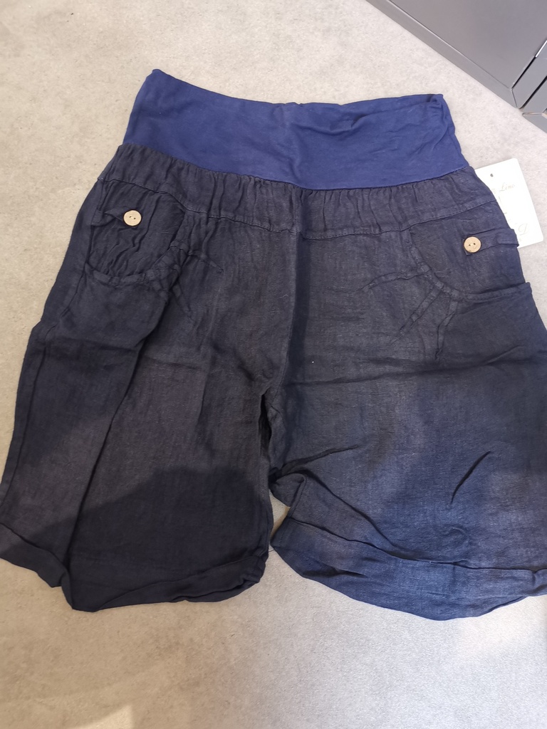 shorts en lin taille élastique