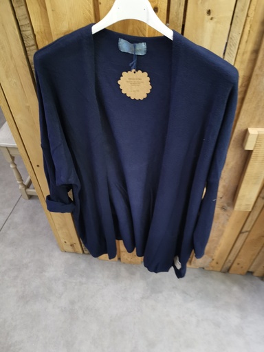 Gilet long uni "Oriane" bleu marine