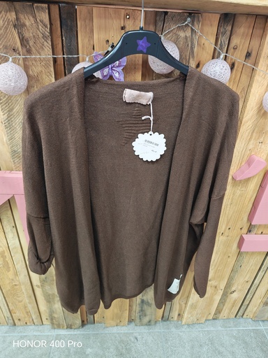 Gilet court uni "Coralie" chocolat