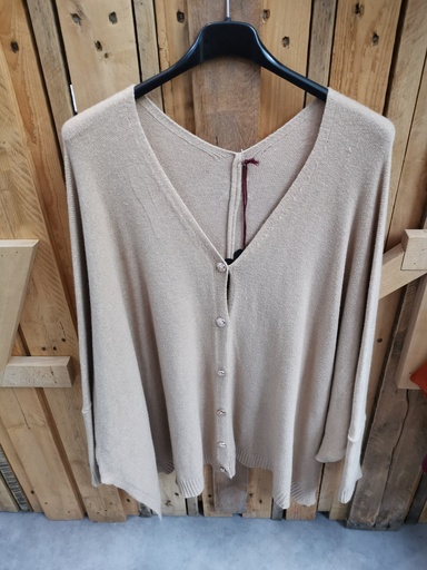 Gilet poncho boutons "Fanny" beige
