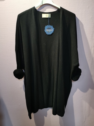 Gilet long uni "Oriane" noir