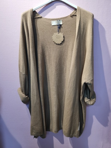 Gilet long uni "Oriane" camel