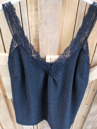 Top dentelle "Dina" noir-pailleté pt