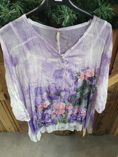 Blouse voile paon lilas