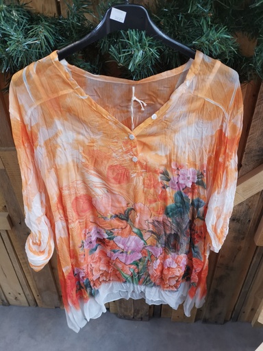Blouse voile paon orange
