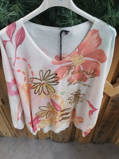 Pull fleur aquarelle