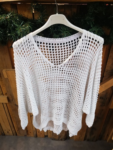 Pull treillis Eloise blanc