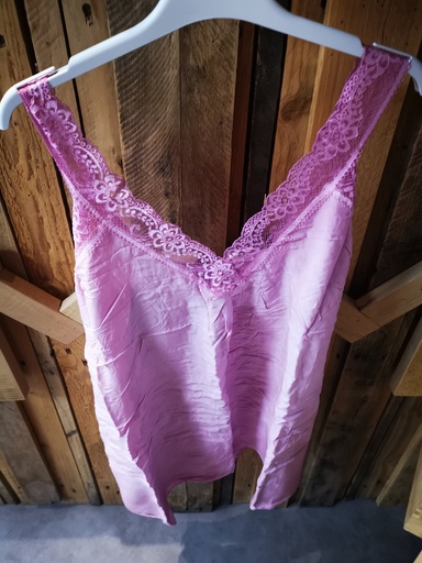 Top uni dentelle "Tiana" rose pâle