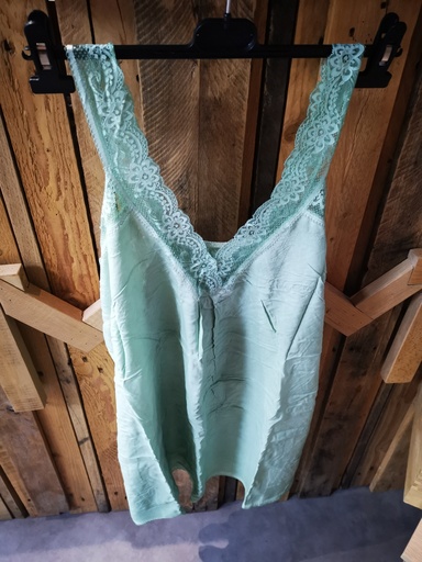 Top uni dentelle "LICHETTE" vert Taille 2