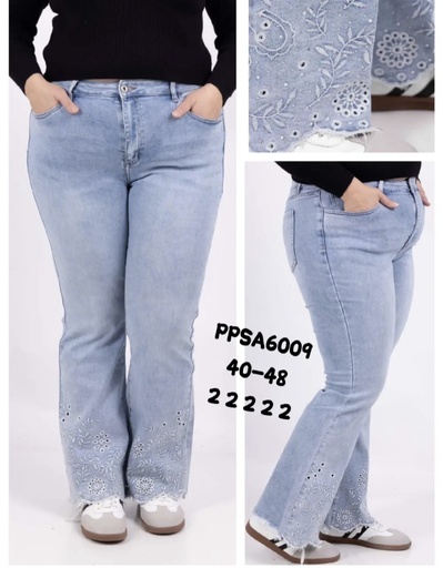 Jeans broderie anglaise wide leight
