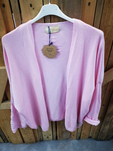 Gilet court uni "Coralie" rose pâle