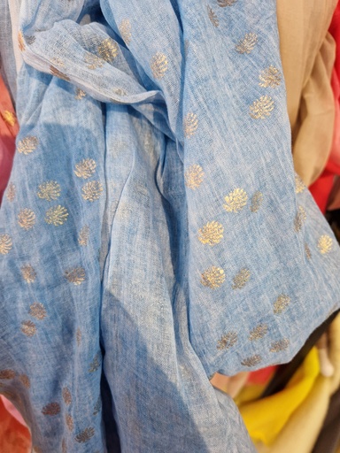 Foulard feuille bleu jeans