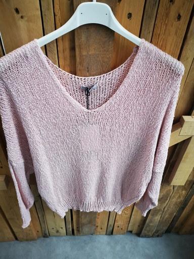 Pull crochet "Alice" rose pâle